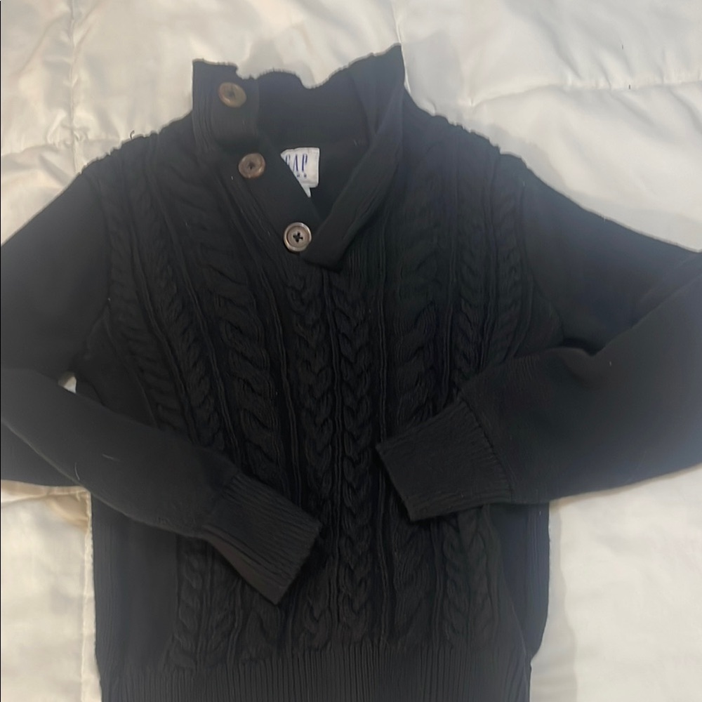 GAP Boys Small 6/7 Black Cable Knit Sweater